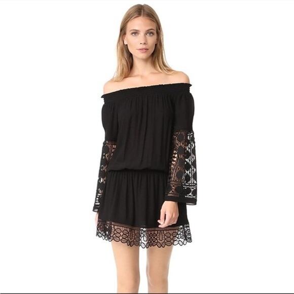 Ramy Brook Black Lace Lowry Long Sleeve Mini Dress Size XS - Picture 1 of 6